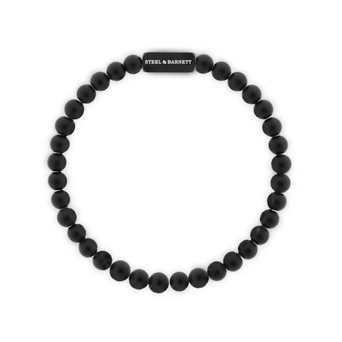Natural Ned 6mm Round Gemstone Bracelet all Black in Onyx