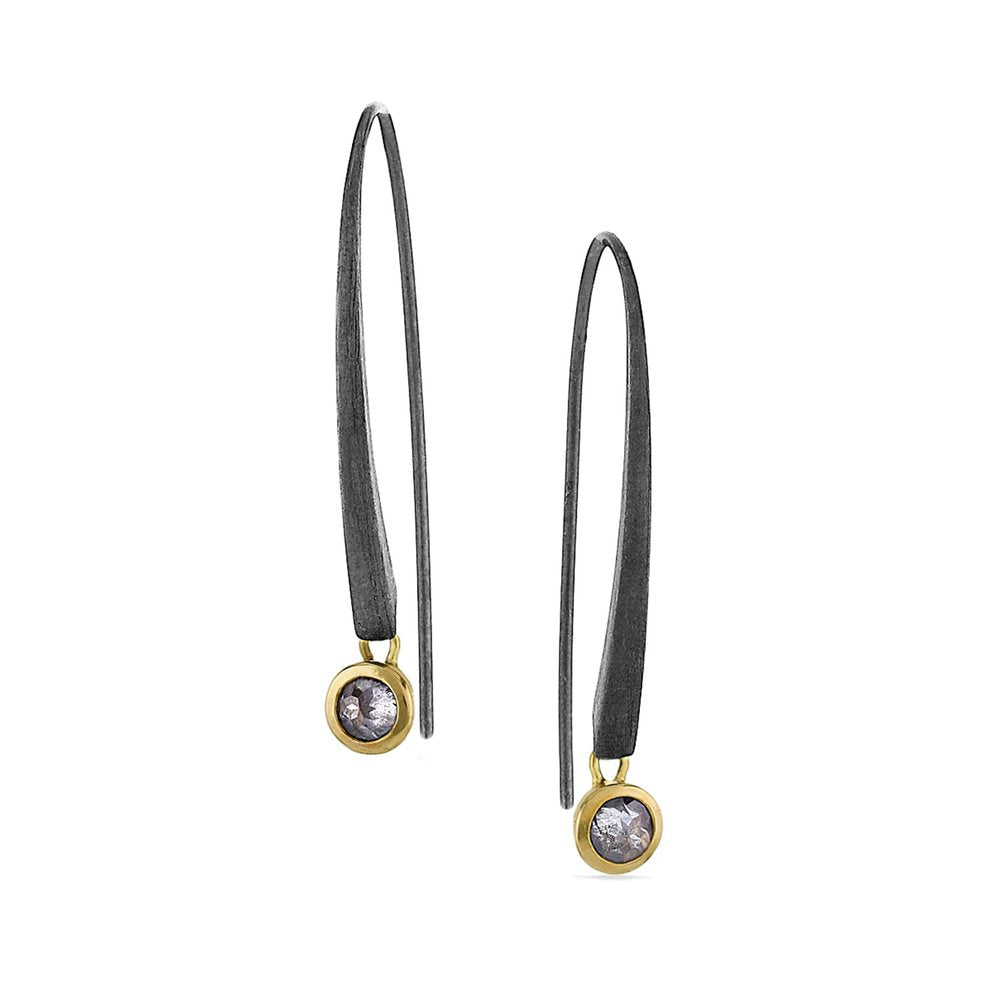 Opium Earrings with Bezel Set Diamonds