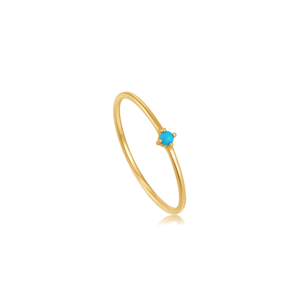 14K Gold Turquoise Cabochon Ring
