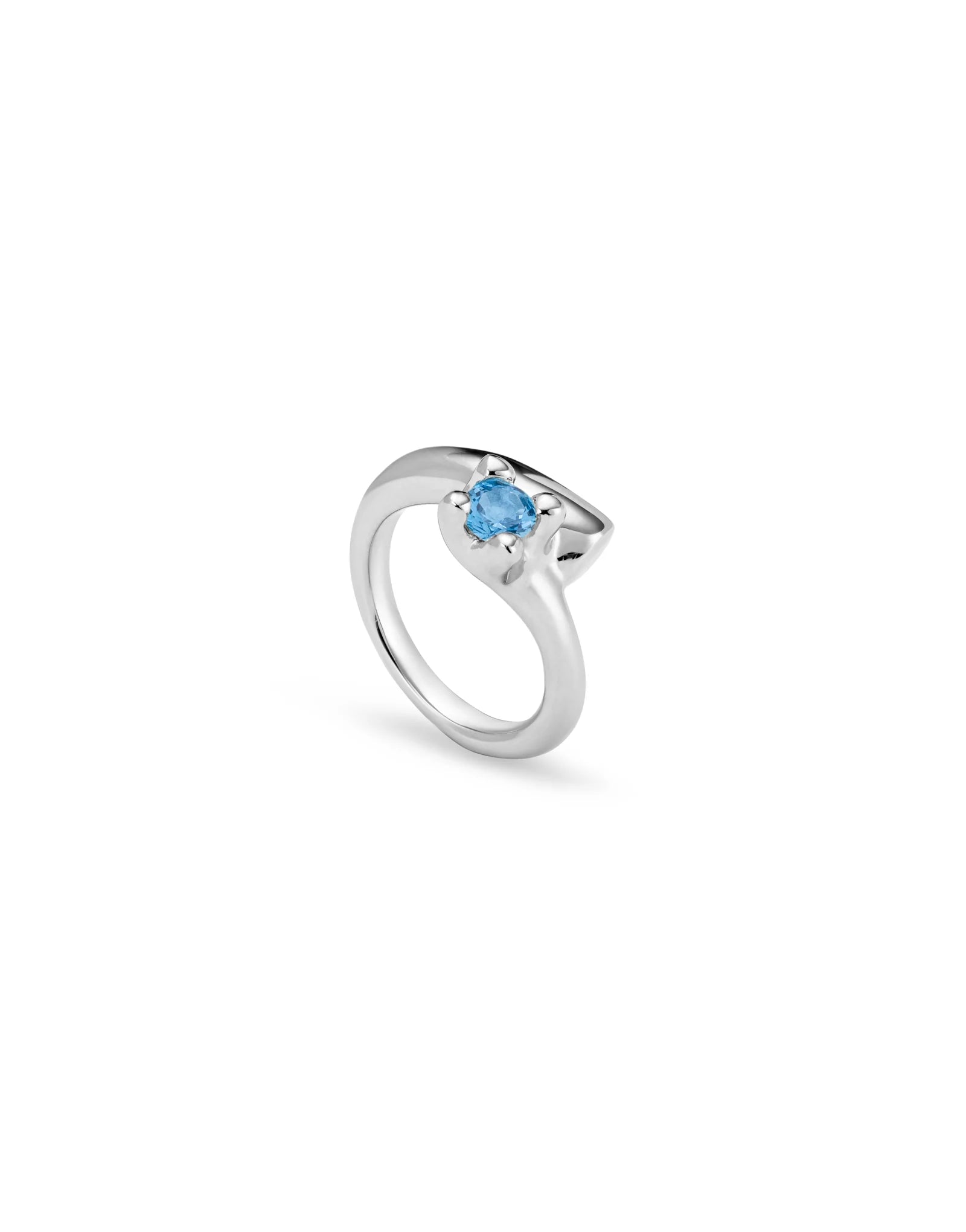 Silver-Plated Ring with Blue Zirconia