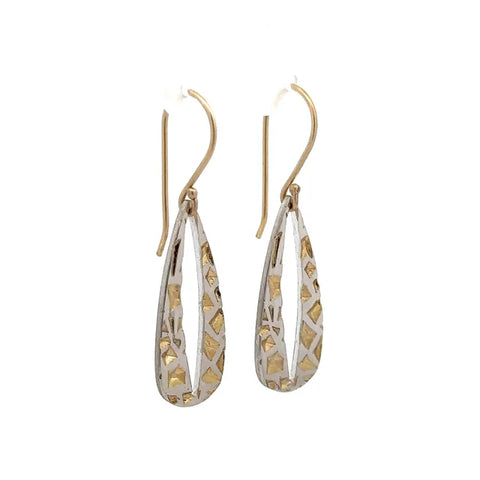 Crackle - Open Teardrop Dangle Earrings