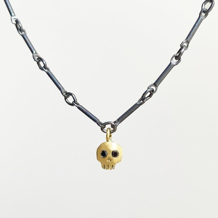 Single Skull Necklace, mixed metals