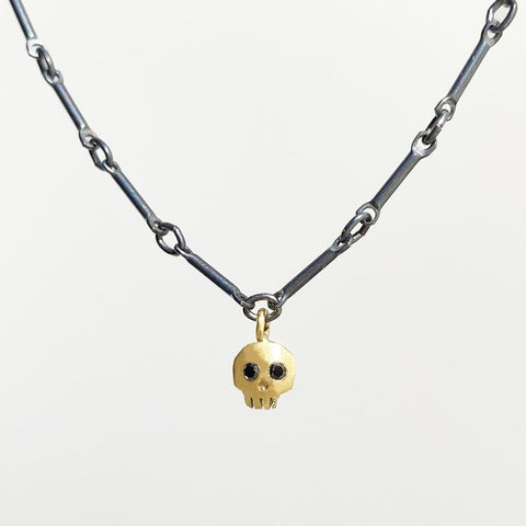 Single Skull Necklace, mixed metals
