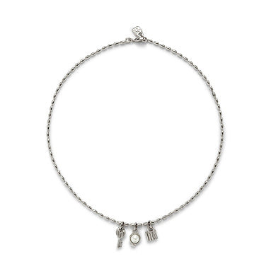 Silver 3 charm necklace