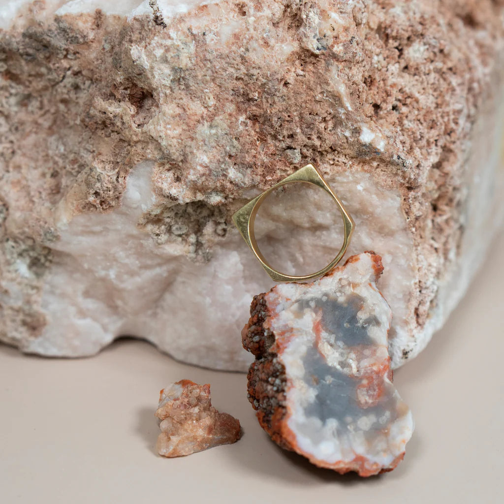 Chunky Corner Ring - Brass