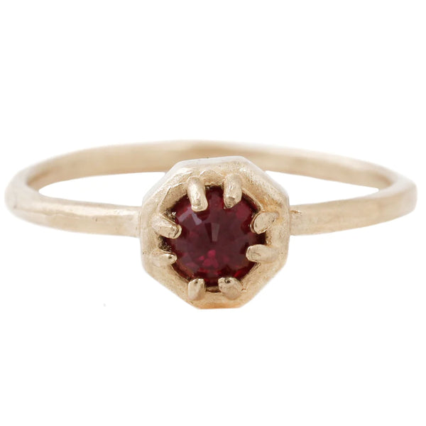 Gold Ruby Octagon Ring