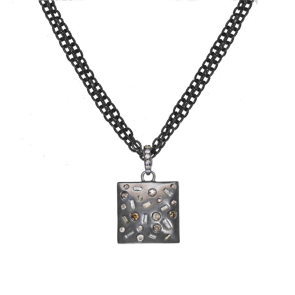 Silver Square Diamond Necklace
