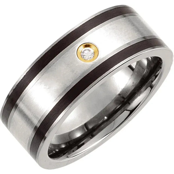 Titanium and Silver Band with Diamond