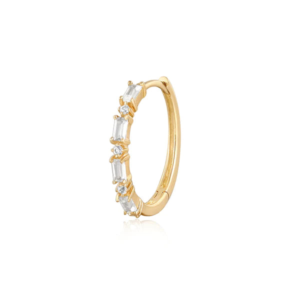 Delaney - Baguette and Round White Sapphire Hoop