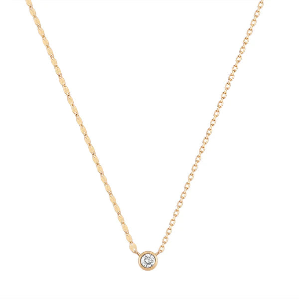 Nola- Diamond Bezel Necklace with Dual Chain