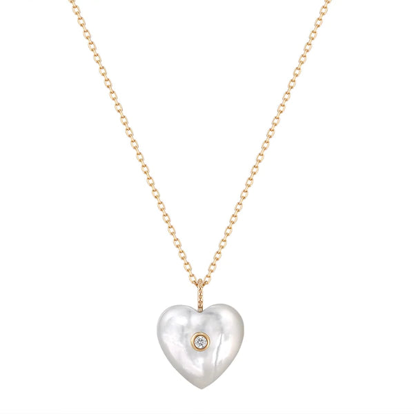 Dolly - Mother of Pearl & Diamond Reversible Heart