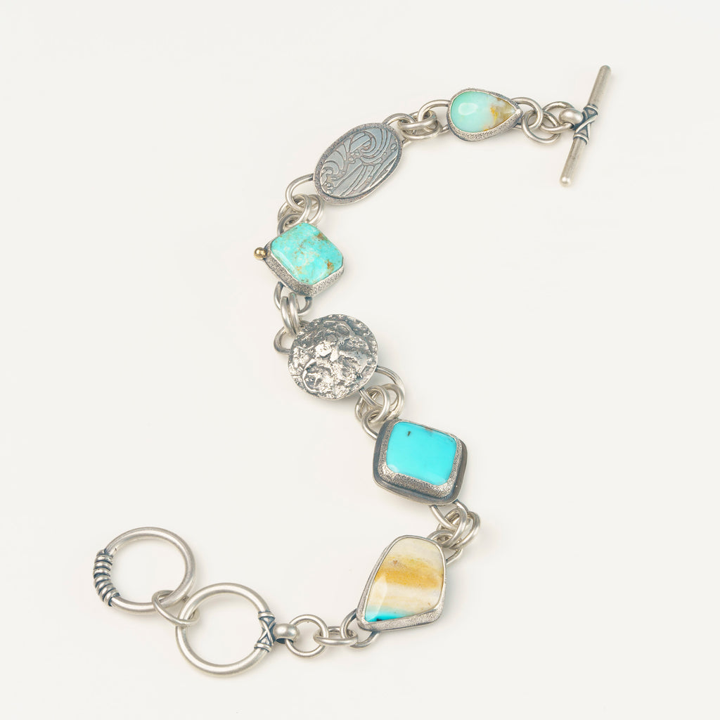 Mixed stone and metals bracelet