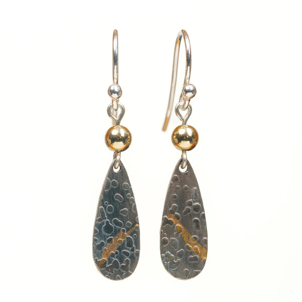 Small Sterling Tear Drops with 24kt gold