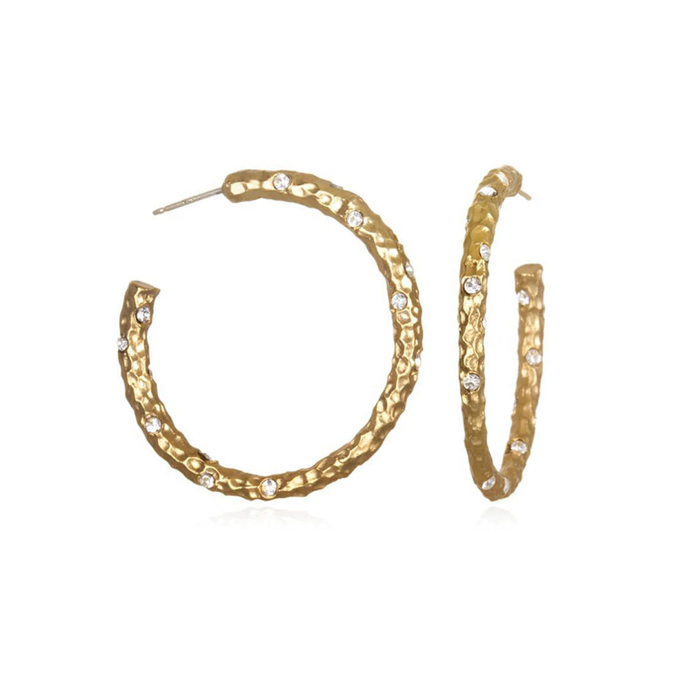 Gold Pavia Hoop with Crystals 1.5