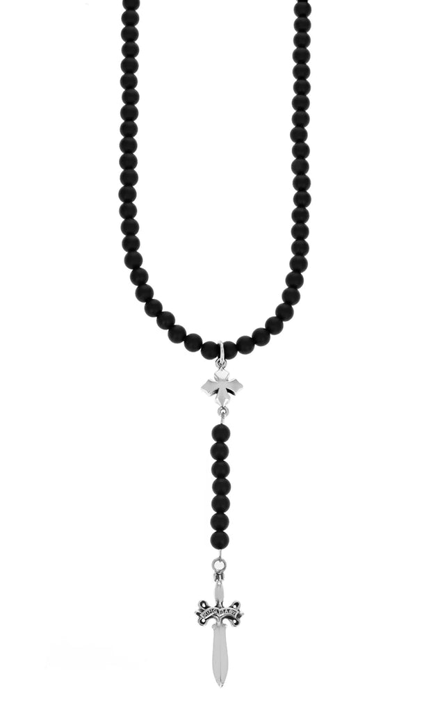 Onyx Rosary with MB Cross and Dagger