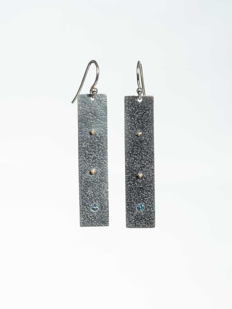 Celestial Earrings with Gold and Blue Topaz