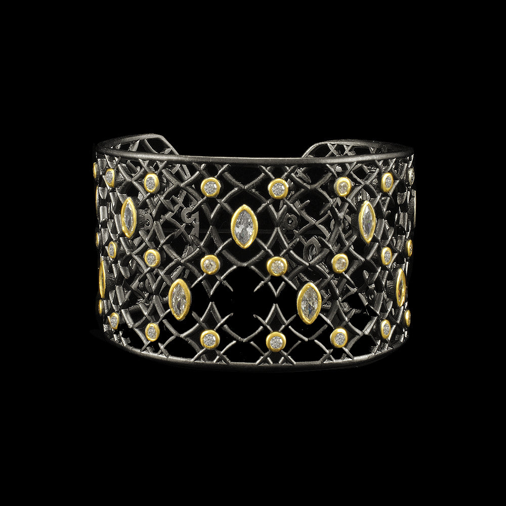Mixed Metal and Crystal Cuff Bracelet