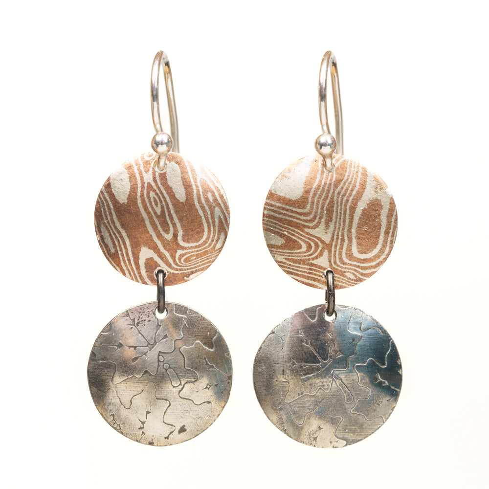 Textured Sterling Discs with Mokume Gane