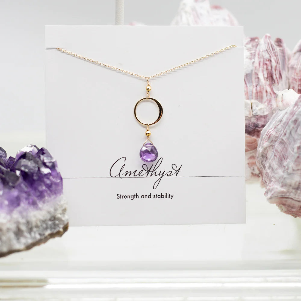 Amethyst Ring Gold Necklace