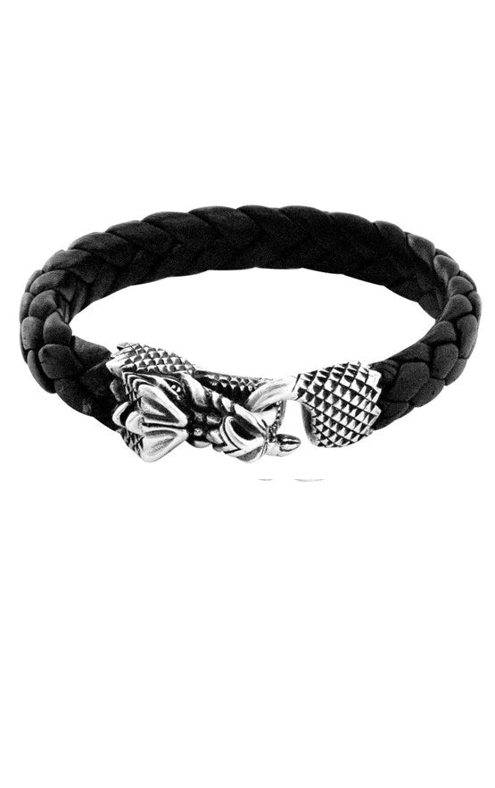Leather Bracelet with Dragon Clasp