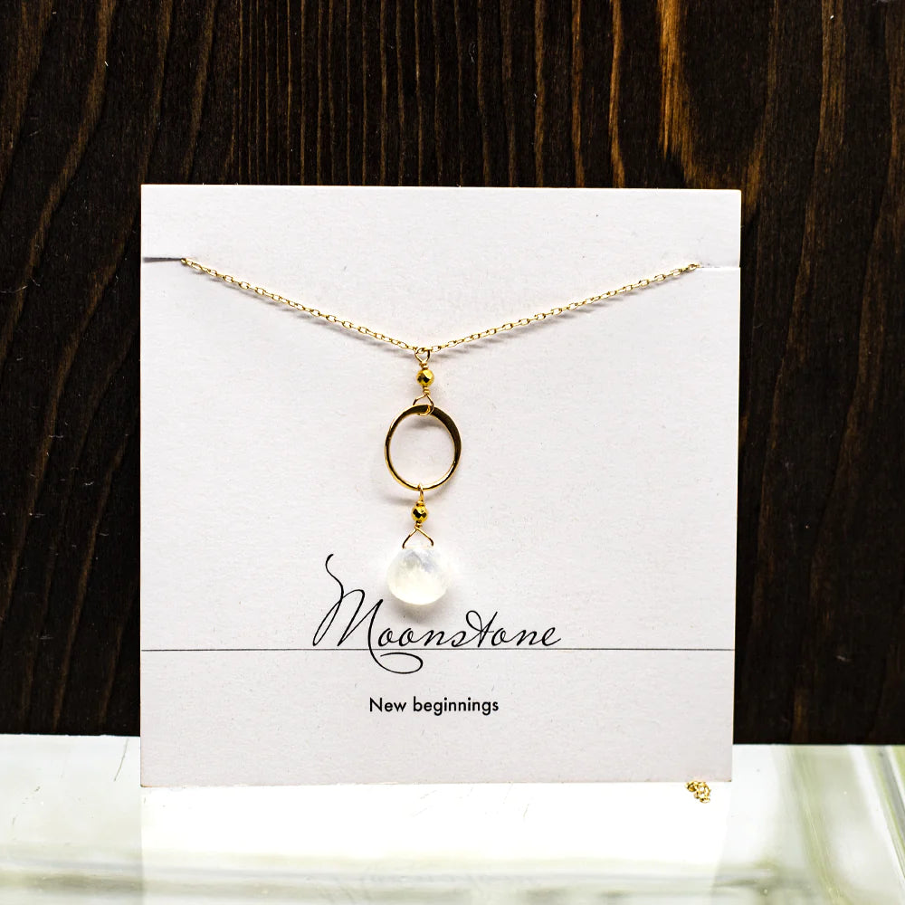 Moonstone Ring Gold Necklace
