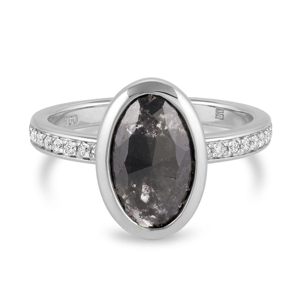 Rumi Black Diamond Ring, Oval
