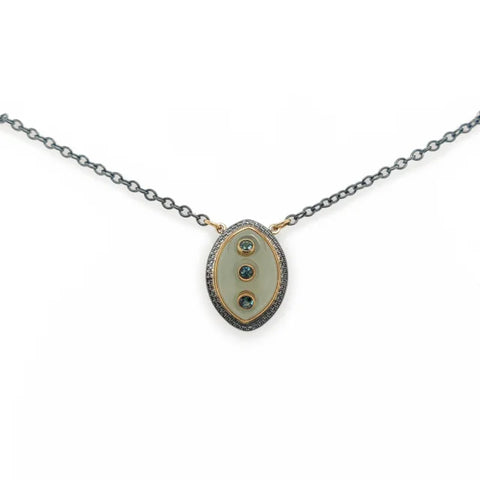 Prehnite and Sapphire Necklace